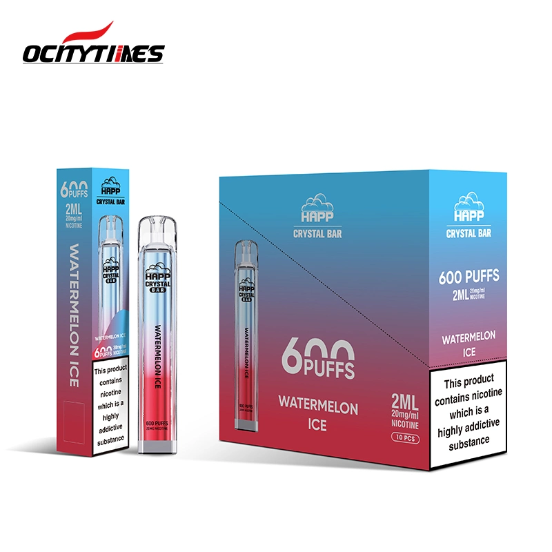 O acabamento Crystal Happ é descartável, com 600 puffs, uma vez, eletrónico Cigarro