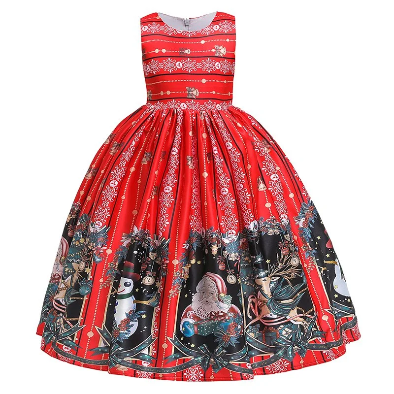 New Christmas Dress Baby Wear Puffy Girls Party Garment Hot Sell