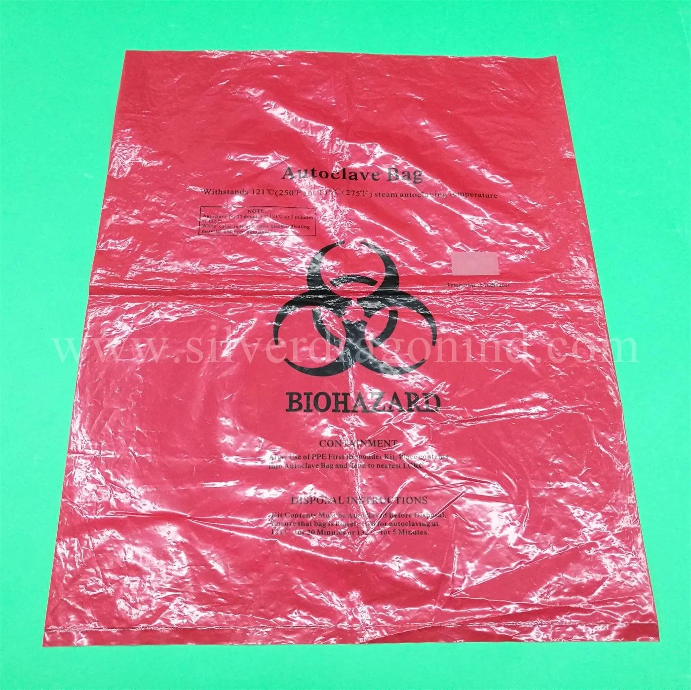 135&ordm; C PP Autoclavable Bag for Inflectious Medical Biohazard Waste Packing