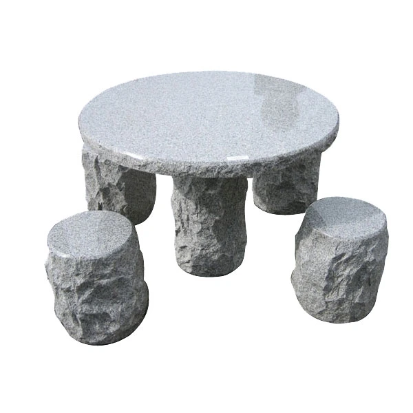 Outdoor Granite Stone Table Chairs Fine Workmanship Garden Ornaments