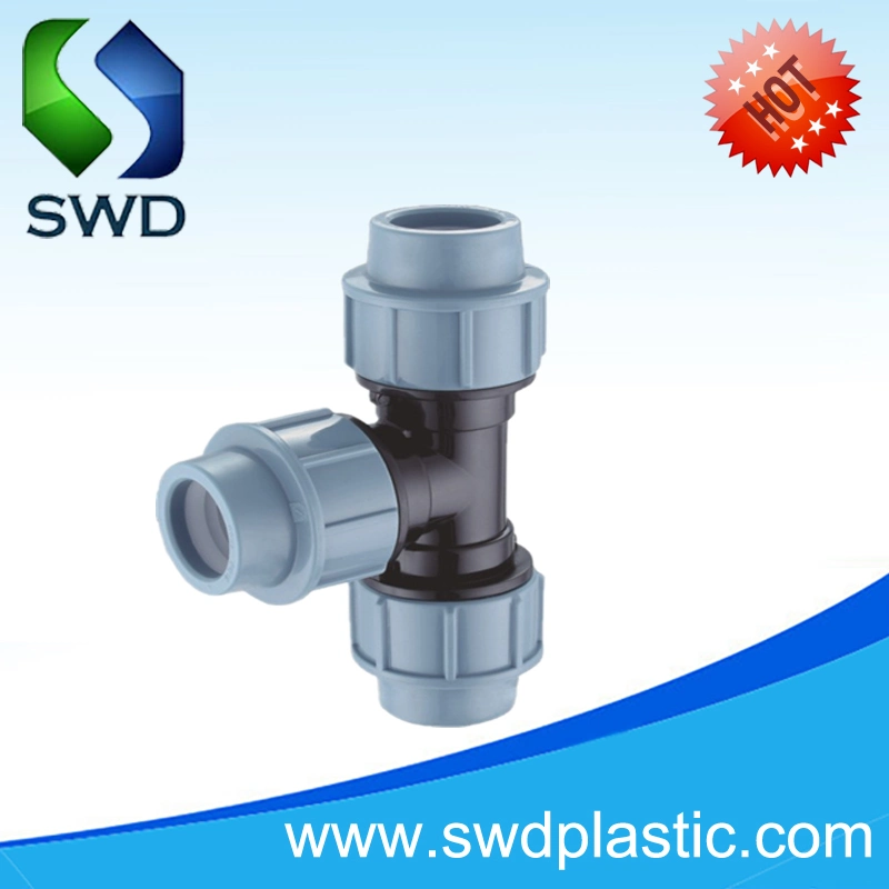 PP Compression Fitting Adaptor Coupling Tee for Water Supply