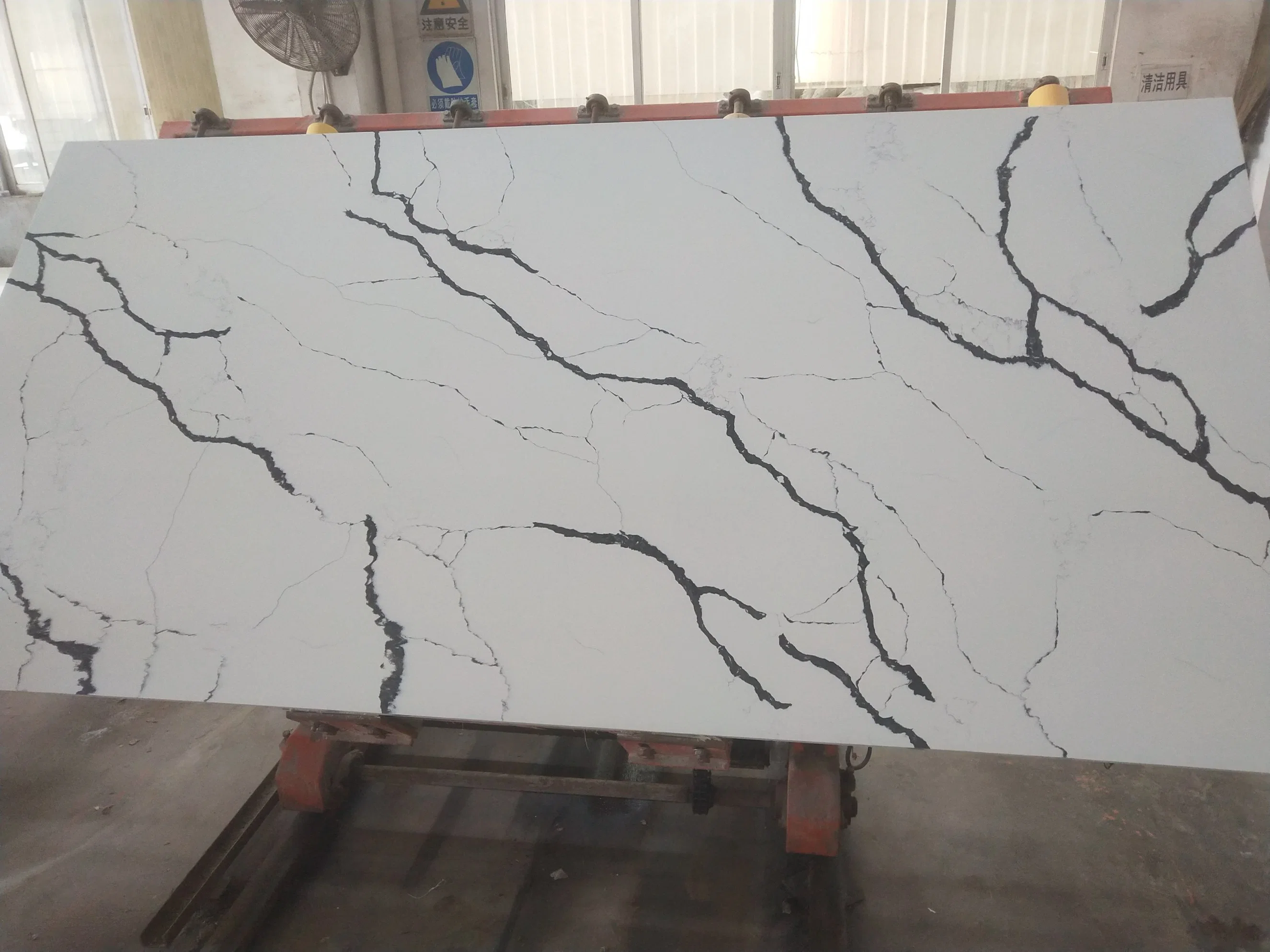 3200X1600mm Polished White/Black Calacatta Artificial Quartz Stone for Kitchen/Bathroom/Floor Tiles