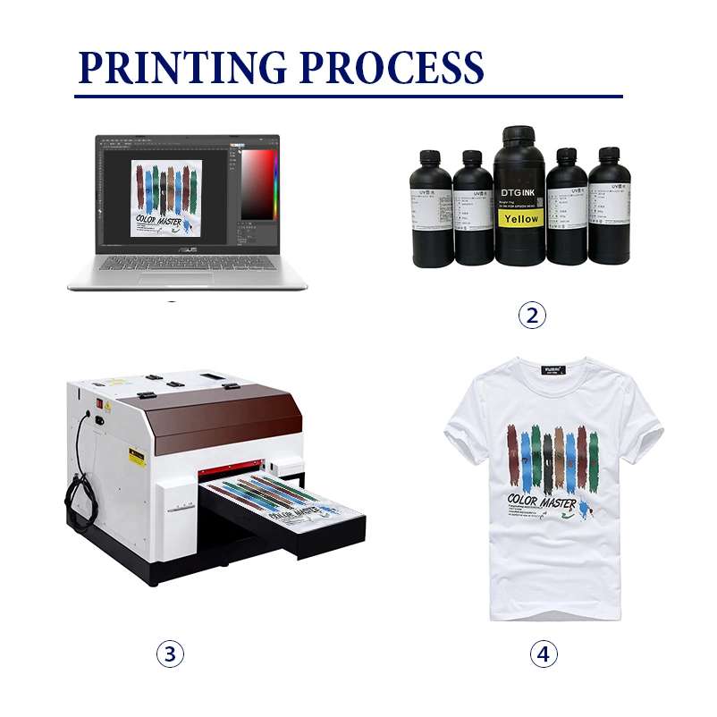 Erasmart ماكينة طباعة أحادية الرؤوس مقاس A3 رخيصة مقاس A4 CMYK+WW Digital Direct إلى طابعة Garment الخاصة بـ T Shirt