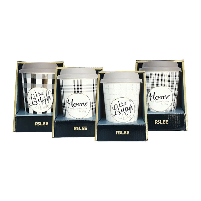 Amazon Hot Sell Set of 4 Ceramic New Bone Porcelain Coffee Mug for Gift