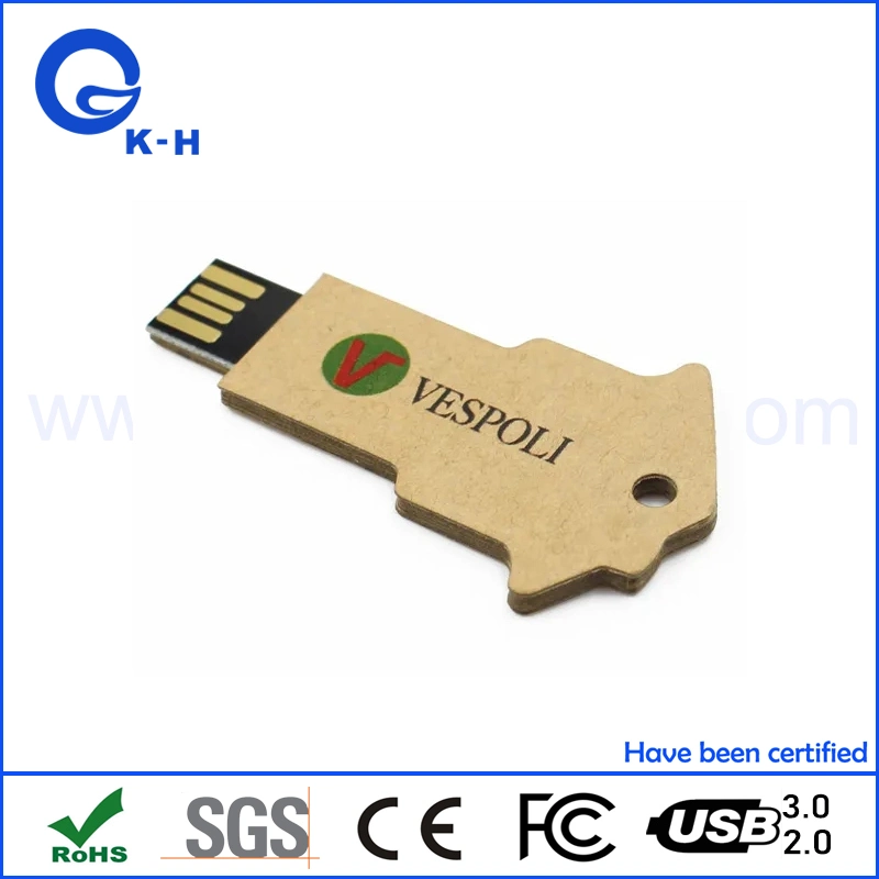 Paper Key Shape U Flash Memory Disk 16GB Degradable Cardboard Fiber