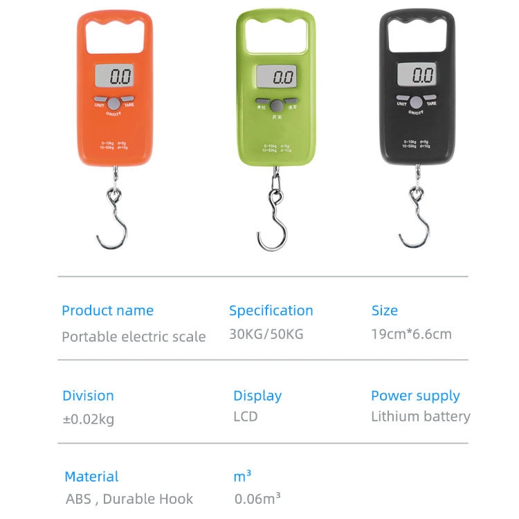 50kg 10g mecánica Digital electrónico Anzuelos colgando del equipaje de viaje Báscula