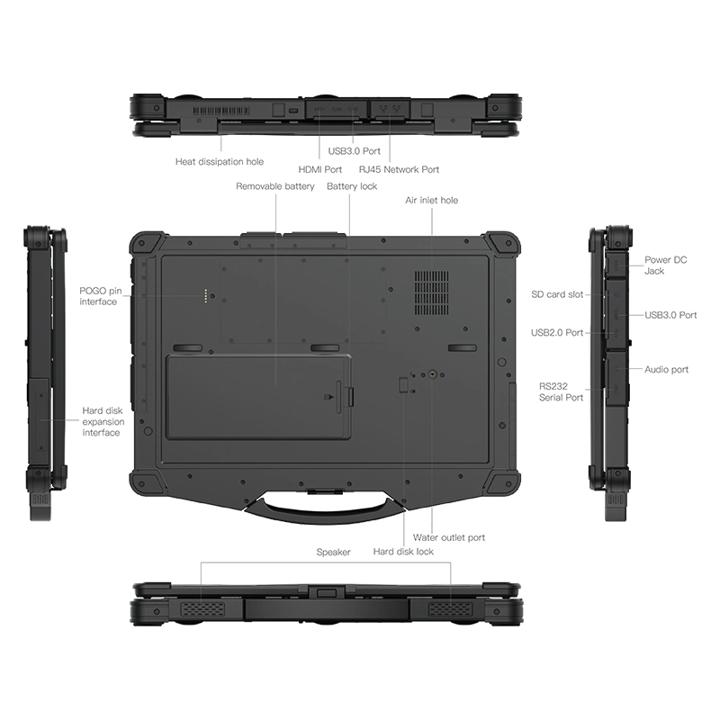 Tablet industrial totalmente portátil notebook resistente 15.6 polegadas à prova de pó e à prova de água 8 g de memória DDR4 256GB portátil robusto