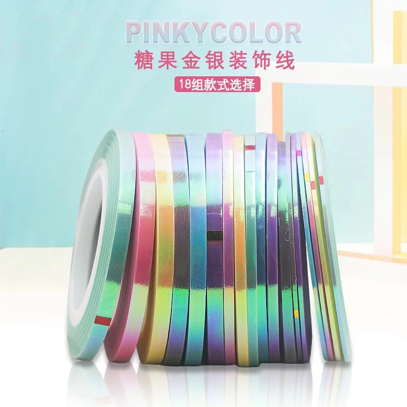 Pinky Color Stripping Tape Glitter Nail Striping Tape Nail Art