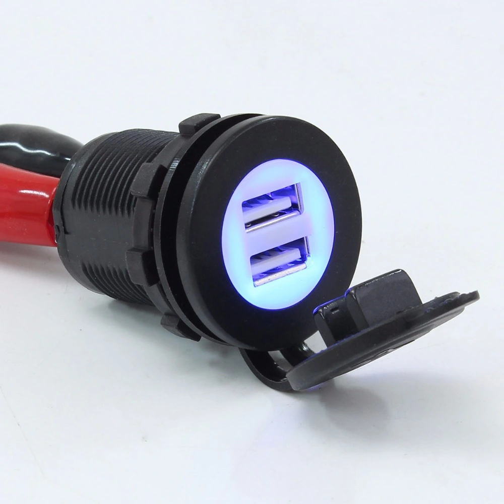 5V 3,1A conector USB doble con luz LED azul de carga Adaptador de corriente de la toma