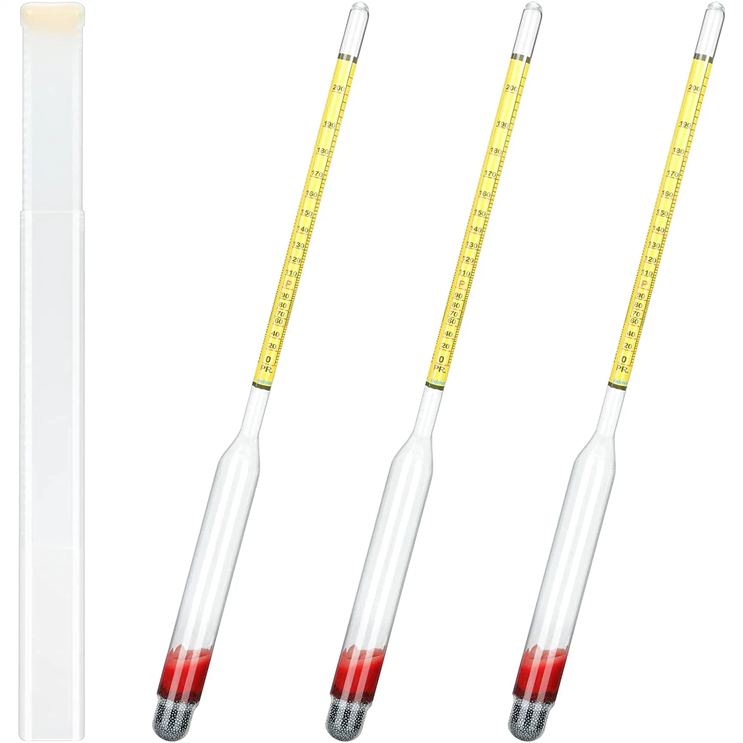 Alcohómetro 0-200 y 0-100 Tralle prueba Alcohol Tester Cristal hidrómetro de dispositivo de medición de alcohol El alcohol hidrómetro