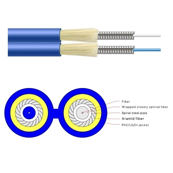 Fcj Armored Optical Fiber Cable a Layer of Stainless Steel Wires Aramid Cable Gjsfjbv