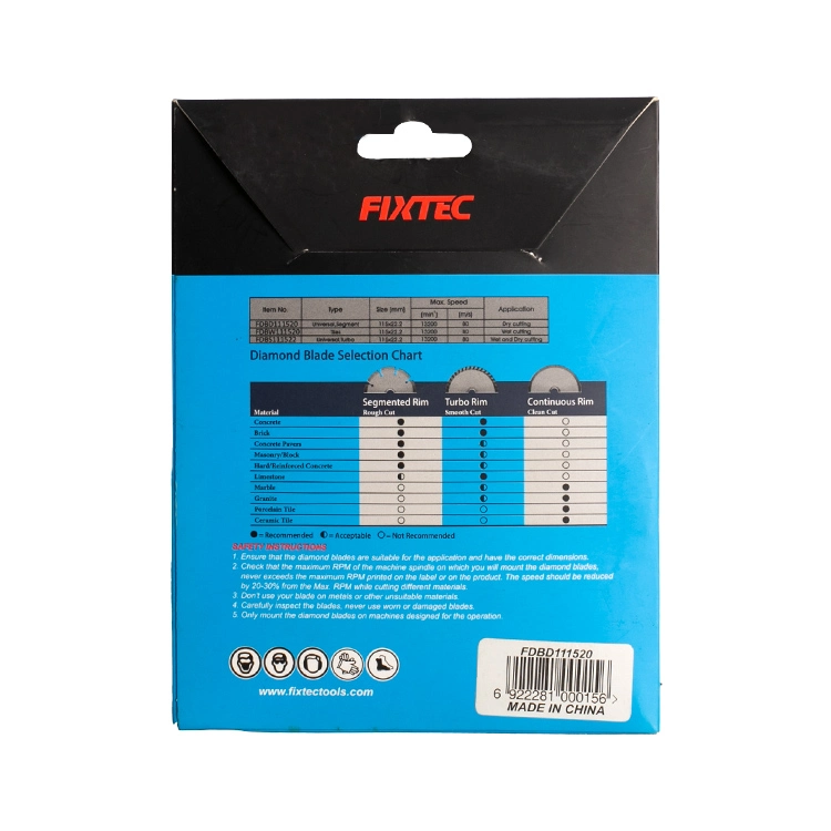 Fixtec Power Tools Accessories Blades Cutting Tiles Diamond Concrete Cutting Blade Disc