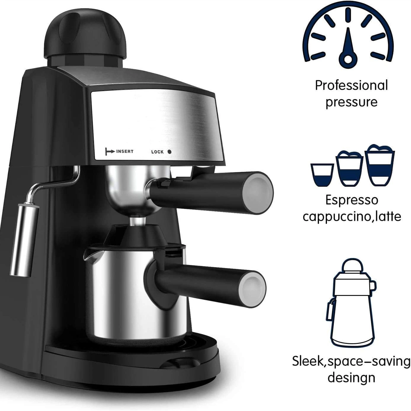 Máquina de café expresso pessoal com Steam Wand