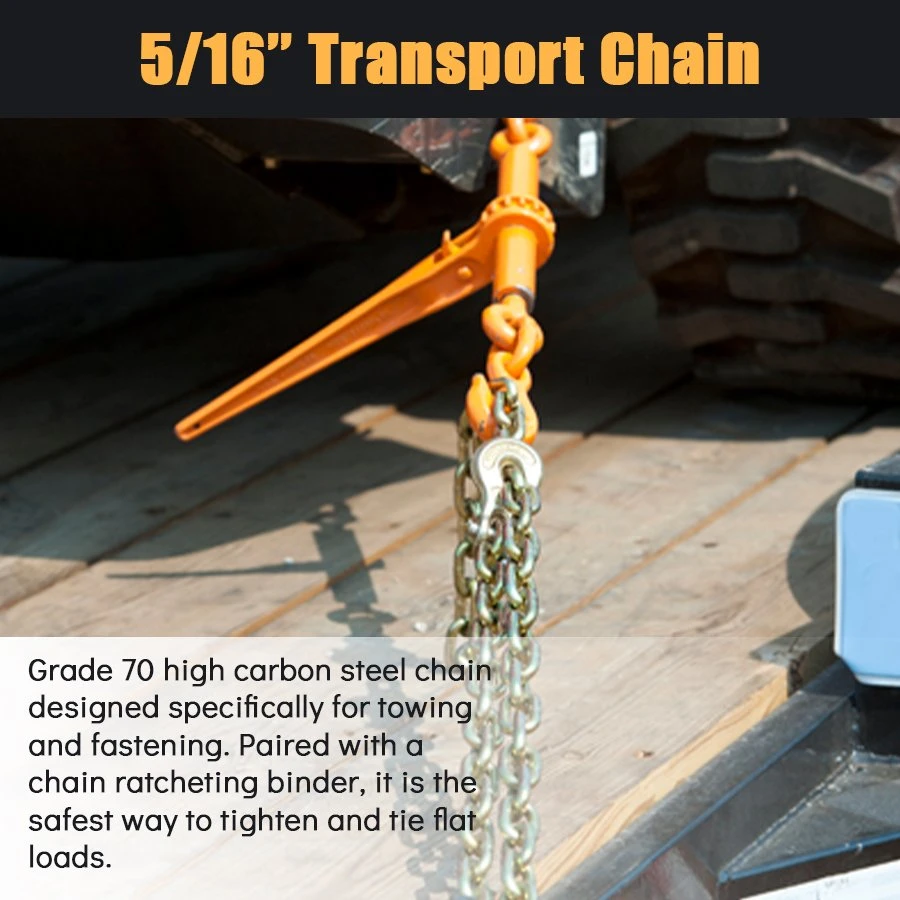 5/16" * 20' G 70 Us Standard Link Yellow Zinc Transport Chain Binder Chain with Clevis Grab Hook