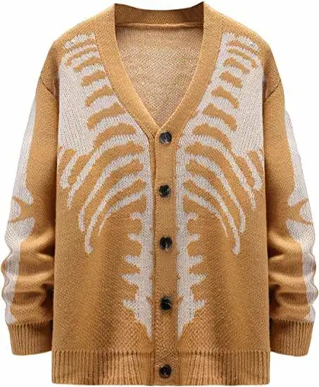 OEM Custom Logo Long Sleeve Jacquard Button Knit Cardigan Women's Sweater