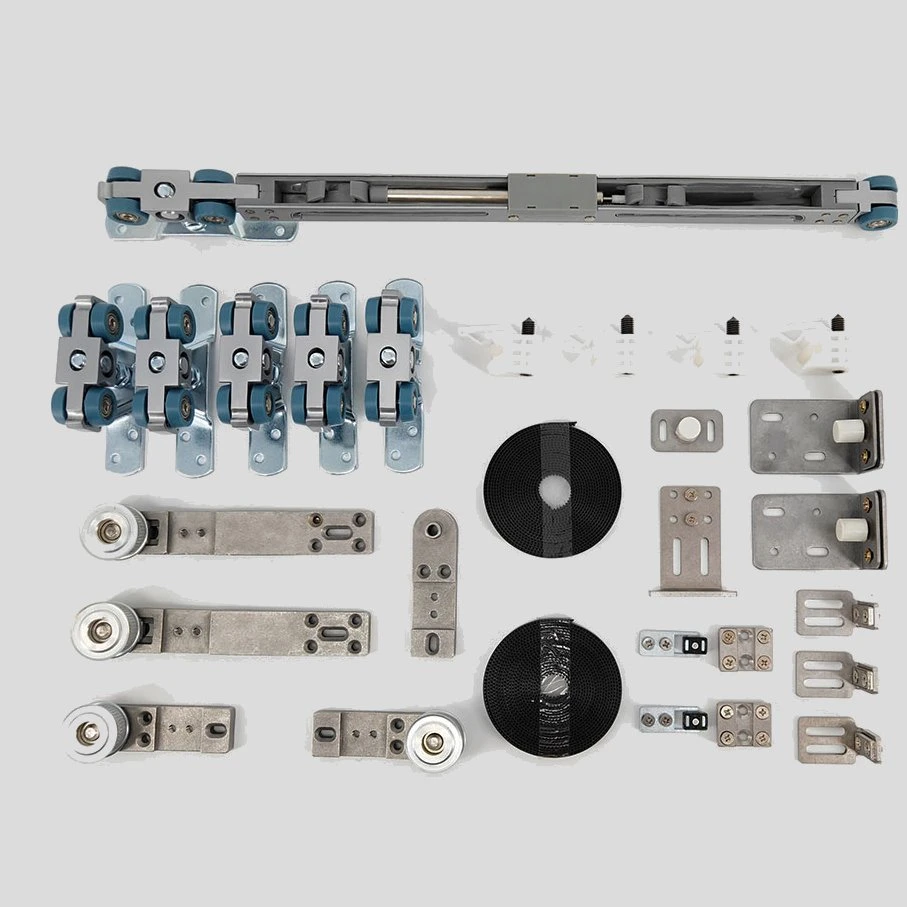 3 Puertas puerta corredera telescópica vía sistema de rodillos Kit para el Interior 1 Plus 2 puertas