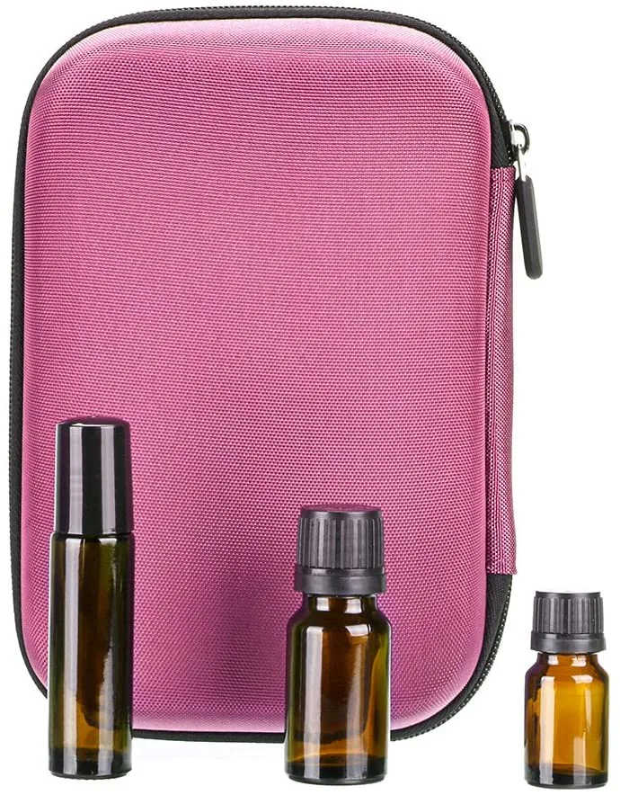 Wholesale/Supplier Pink Color 12 Bottles EVA Hard Essential Oil Case with Middle Plate to Protect The Bottle