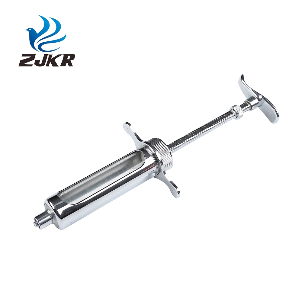 Zjkr Cattle Cow Brass Injectior Metal Syringe with Luer-Lock for Livestock