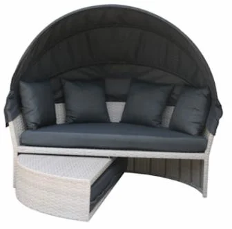 Patio Furniture Set Outdoor Aluminum Wicker Round Daybed Hotel Rattan Sunbed