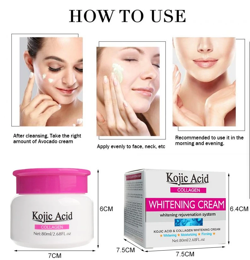 Hot Selling Good Effect Kojic Acid Collagen Face Whitening Cream 80ml