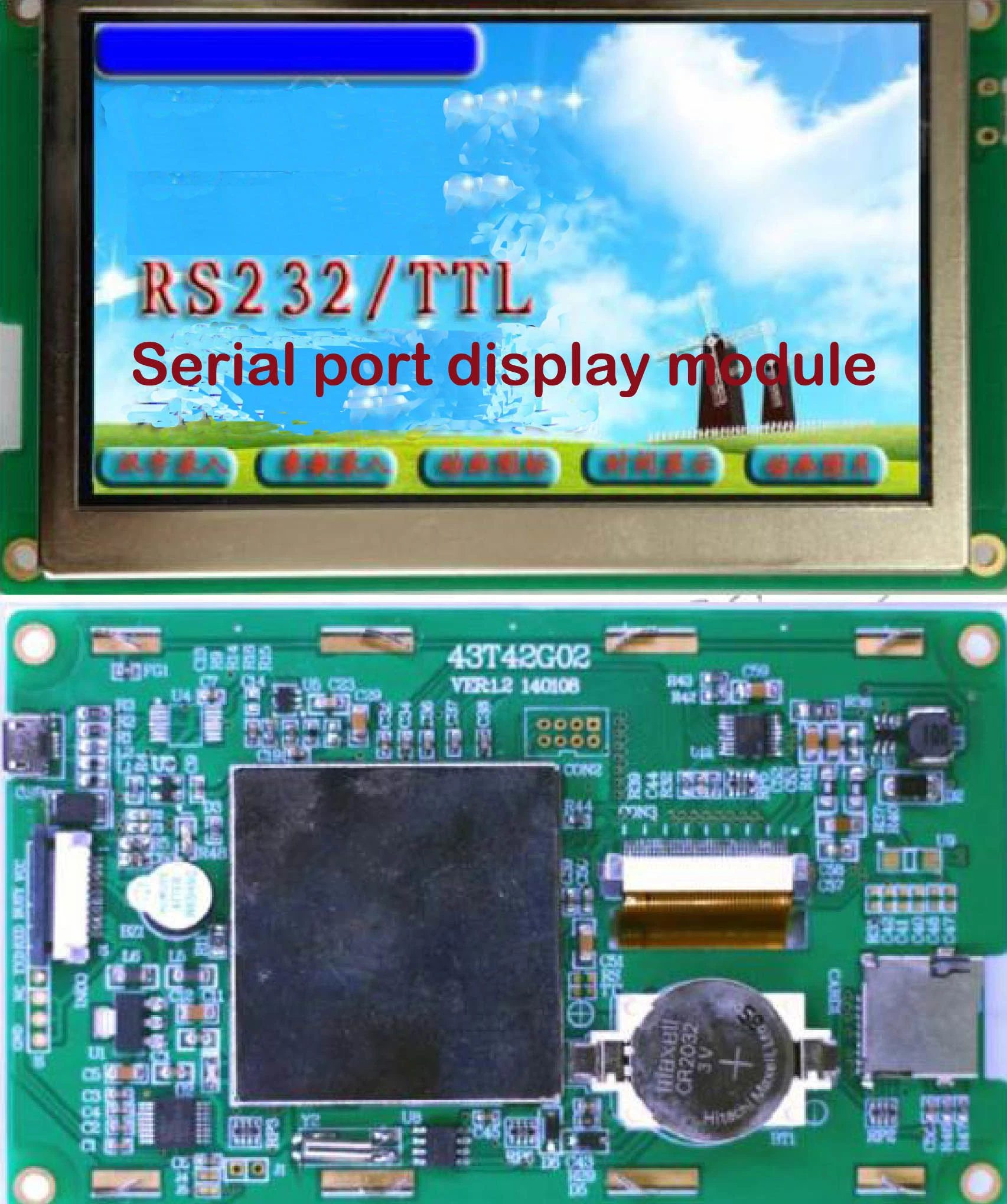 Module UART TFT LCD/IHM 3.5 4.3 5 7 10 pouces, COM série RS232 485 Intelligent Program RTP CTP PCAP solution d'affichage LCD