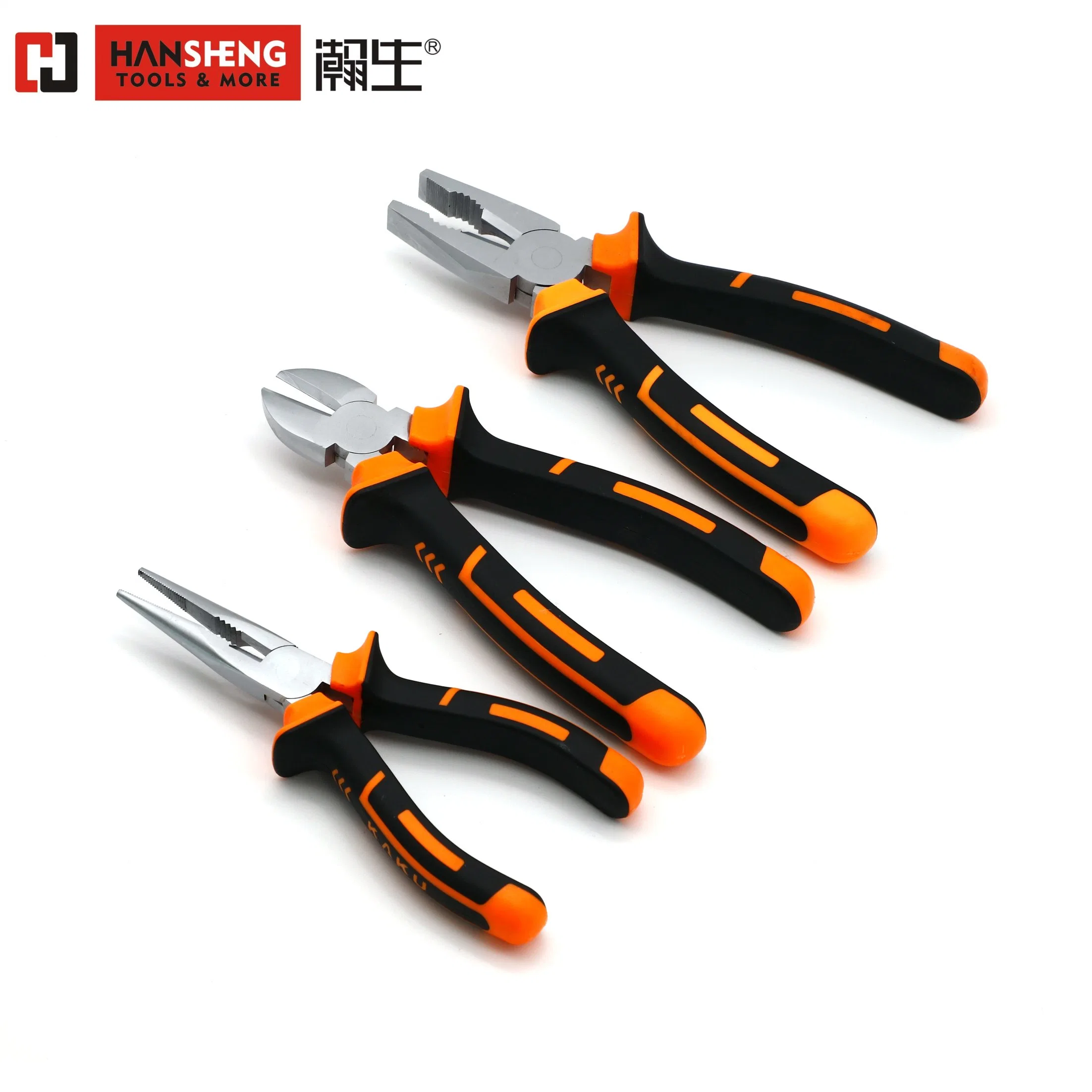 Pince professionnelle, la combinaison de pinces, 6", 7", 8", de haute qualité, outil à main, le matériel d'outils, faites de CR-V, nickelé, manche en PVC, de type allemand