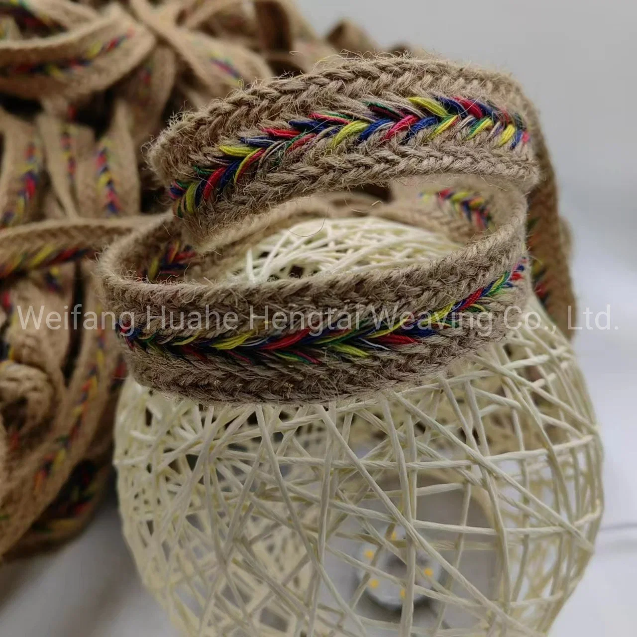 Ethnic Style Jute Colorful Jute Rope Woven Belt Clothing Accessories Handbag Decoration