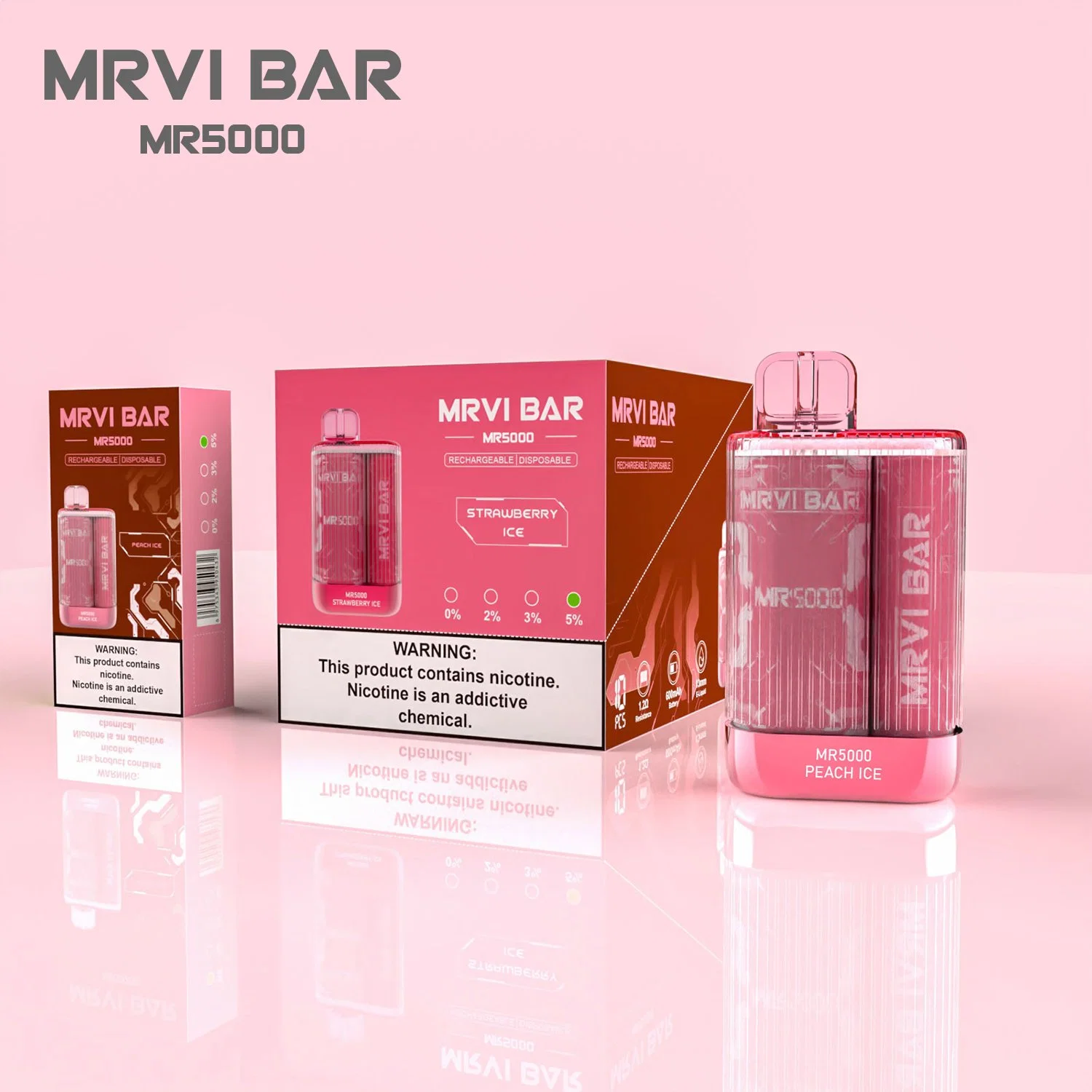 Factory Price Disposable/Chargeable Vape Pen Crystal Style Mrvi 5000 Puffs E Cigarette Vape Juice