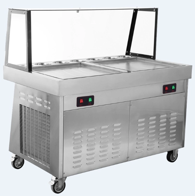 Original Factory Wholesale/Supplier Original Factory Double Flat Pans Fried Ice Cream Machine