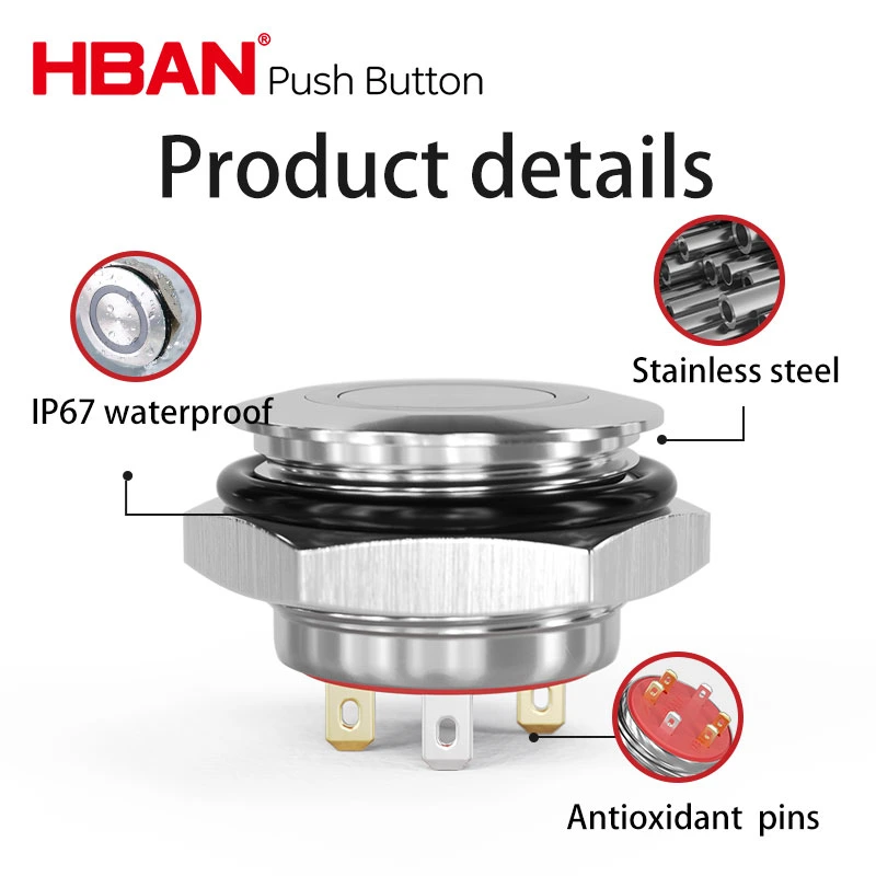 High quality/High cost performance  12mm Momentary IP67 Ring LED Metal Push Button Switch 12V