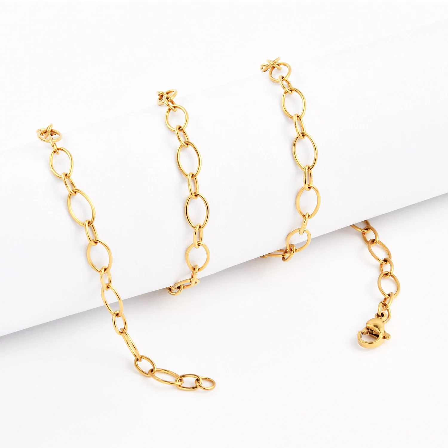 Wholesale/Supplier Fashion Non Tarnish Gold Plated Oval Simple Cable Necklace Bracelet Chains