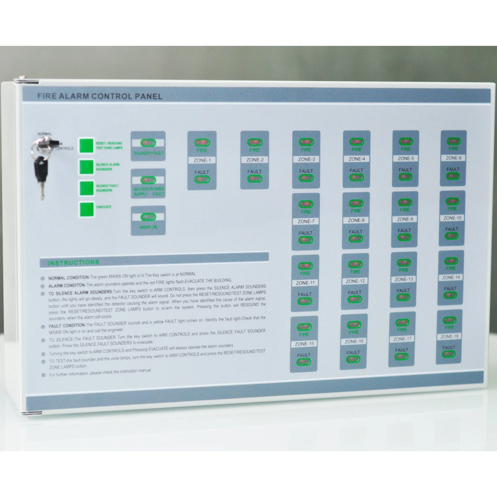 Sistema de alarma convencional del Panel de Control de alarma de incendio el 16 de la zona del panel de alarma de incendios