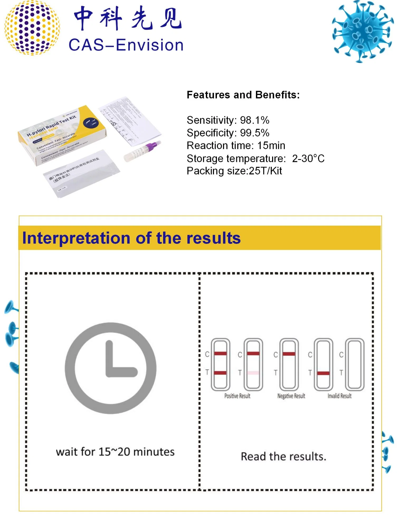 One Step H. Pylori Antigen Test HP Check Stool Test Home