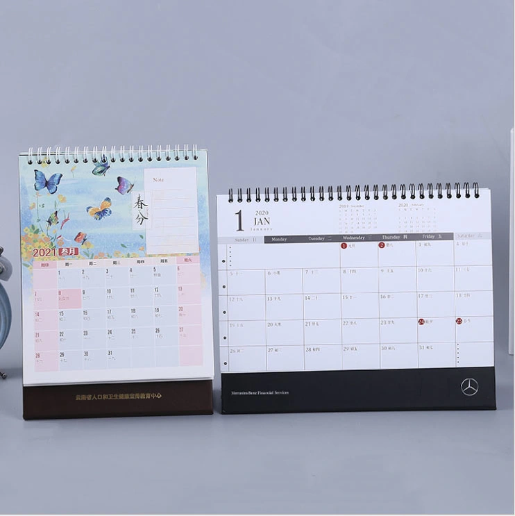 Custom 2022 Fashion Good Quality Wall or Desk Hard Cardboard Calendar Printing & Desktop Calendar& Table Textile Standing Tent Desk Top Calendar Printed