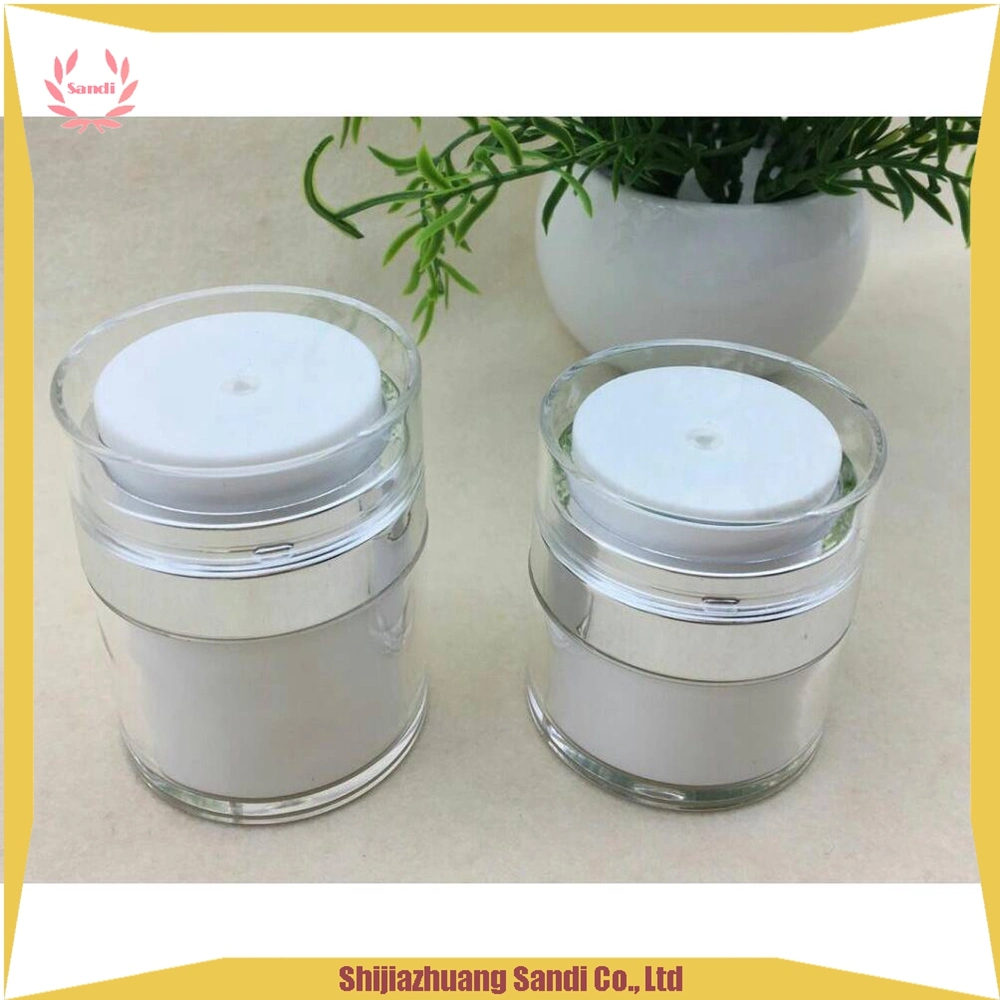 Low MOQ Empty Acrylic Airless Pump Jar Cosmetic Packaging Jar Plastic Cosmetic Container Jar