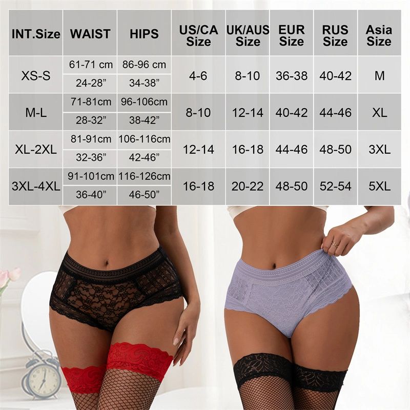 Polyester High Waist Lace Panties Women Knickers Sexy Lingerie Women&prime; S Underwear for Girl Panty