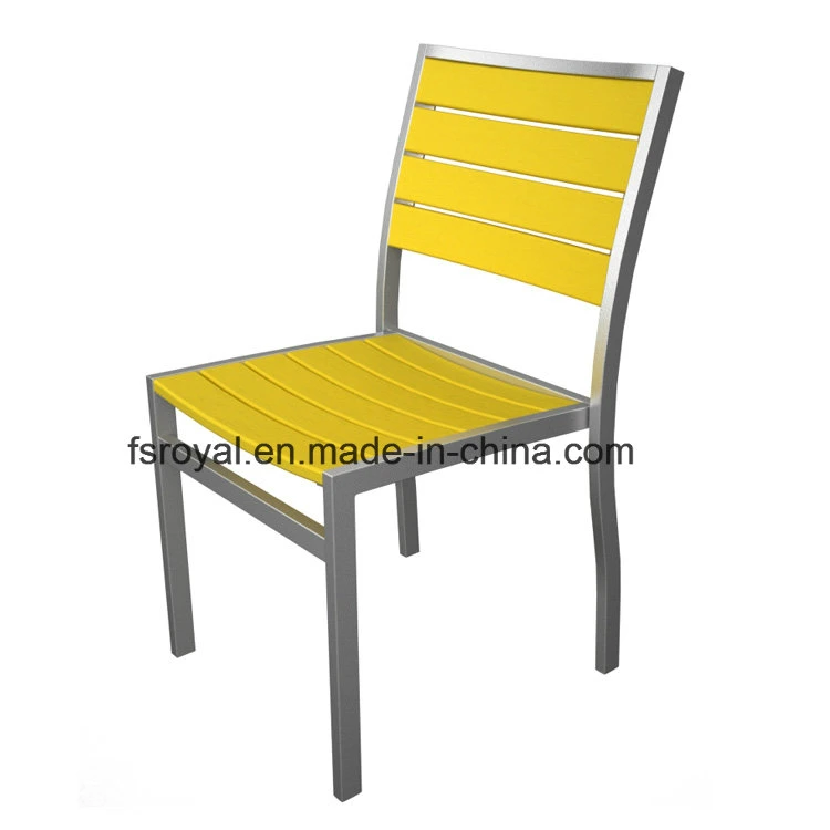 Outdoor Hotel Patio Plastic Wood Beach Dining Chair Set Faux Móveis de madeira