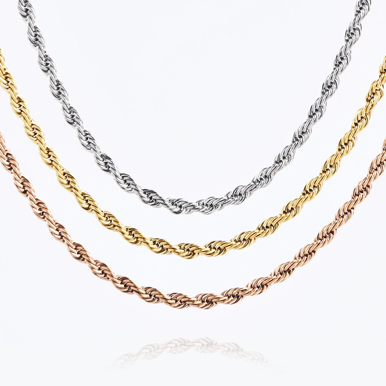 Bisutería francés collar de cadena de la Cuerda de Acero Inoxidable accesorios de diseño de regalo