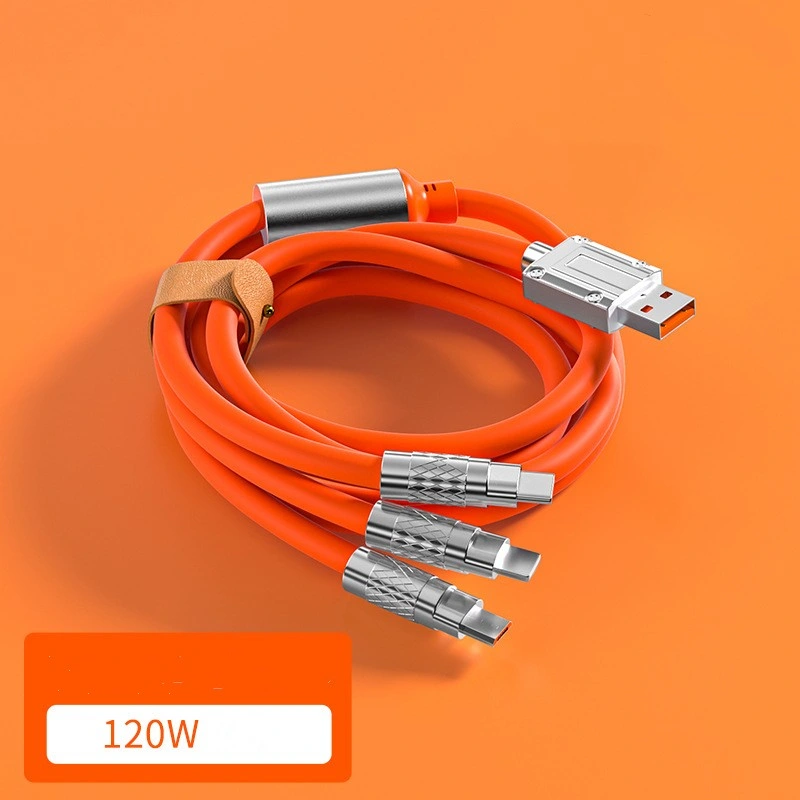 120W Liquid Silicone 3 In1 USB Cable