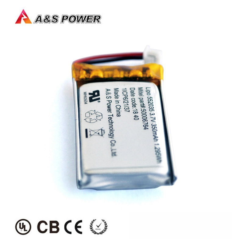 Customized 3.7V 552035 350mAh Rechargeable Lipo Battery Li Polymer Battery with Kc Certificate