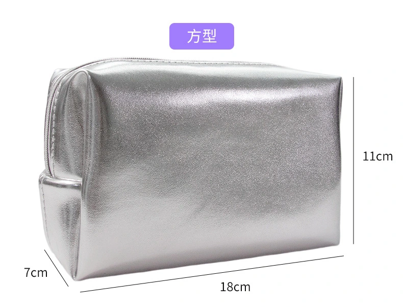 Fashion Waterproof Silver Color PU Quality Portable Makeup Promotion Gift Beauty Storage Toilet Organizer Cosmetic Clutch Pouch Bag (CY5906)