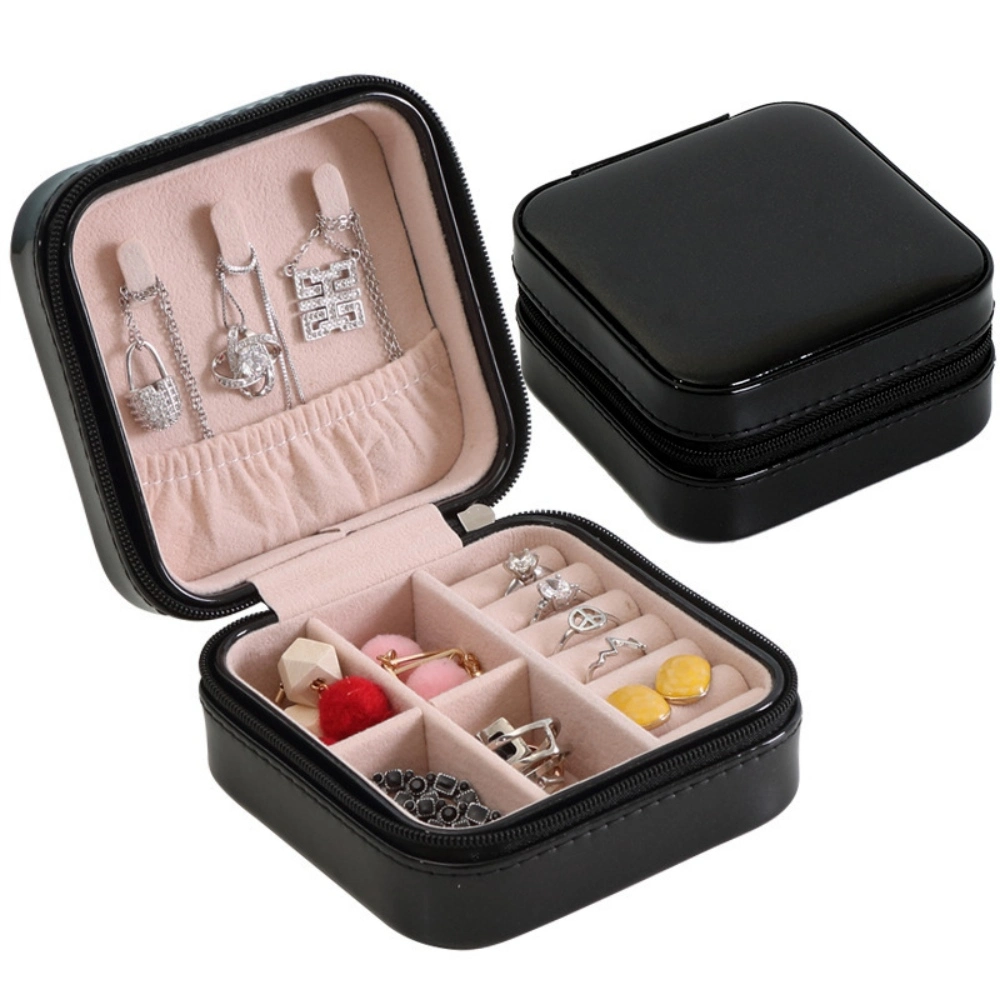 Cheap Portable Small Size Ring Case Square Earrings Packing Cases Jewel Organizer PU Leather Jewelry Case