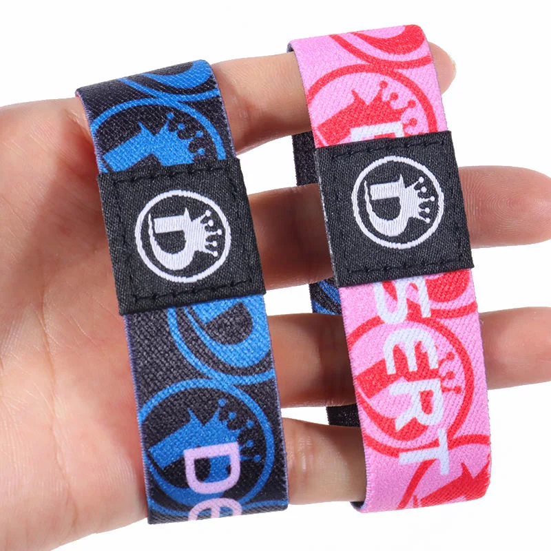 Custom Polyester Halloween RFID Elastic Wrist Band Festival Bracelets Elastic Wristbands