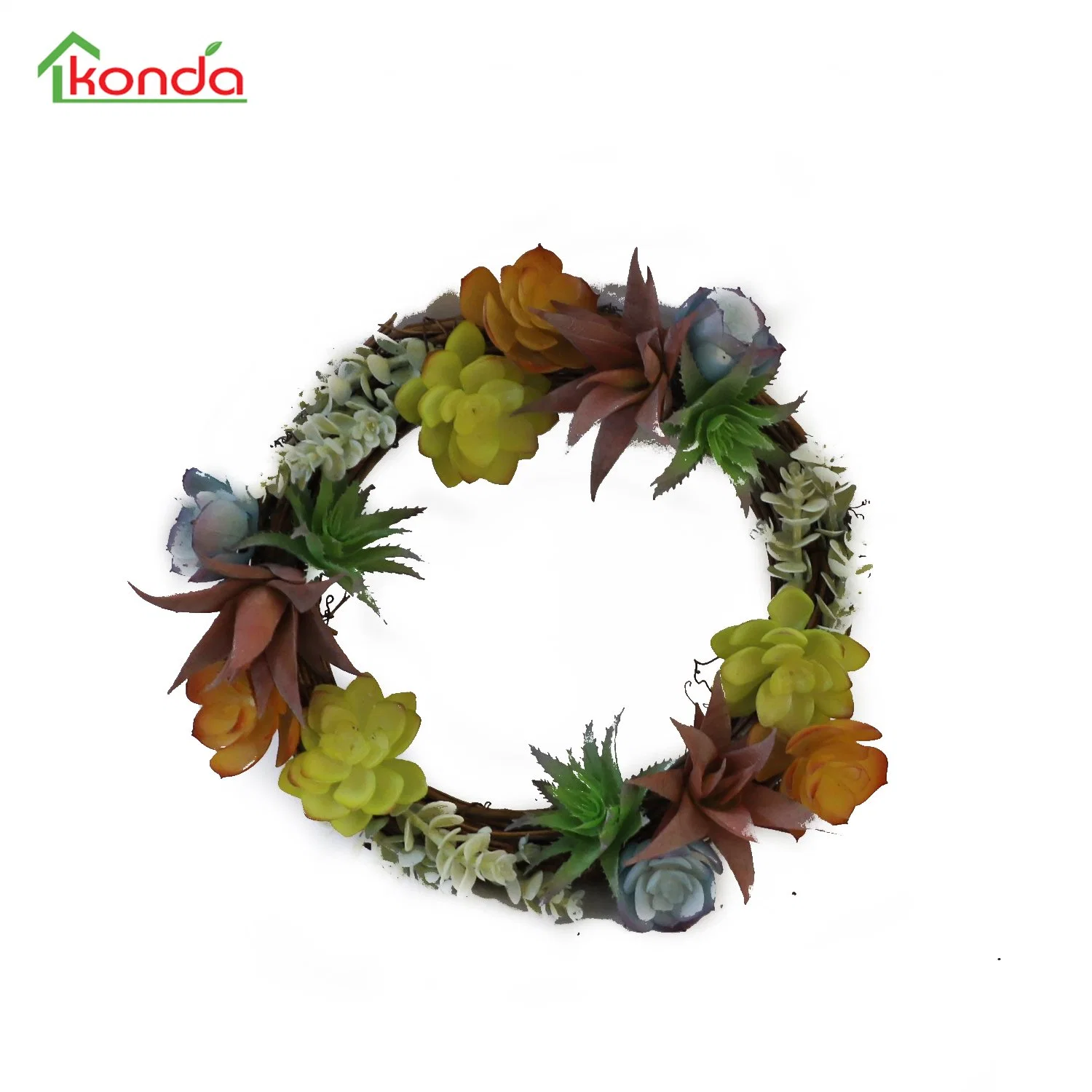 High Quality Indoor Decorative Artificial Succulent Plants Rattan Wall Hanging