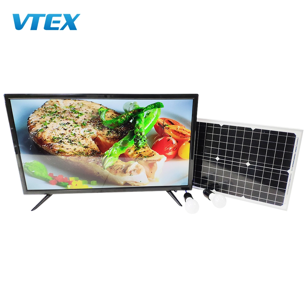 Home usam pilha recarregável Bateria incorporada painel solar Definir DC 12V 32" smart TV Solar Sistema de Energia