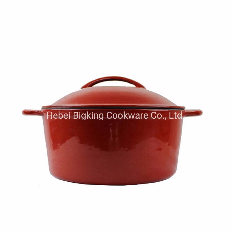 Dos orejas elegante rojo chino cazuela de hierro fundido Dutch Oven Homecooking conjunto de utensilios de cocina