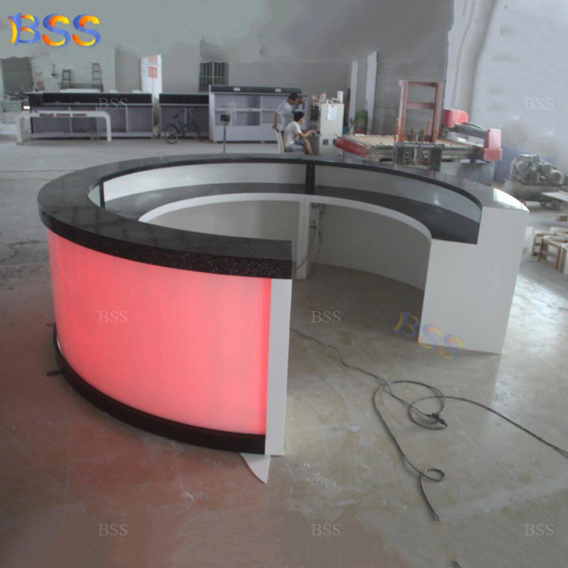 Simple Design LED Stone Round Circular Bar Counter Design