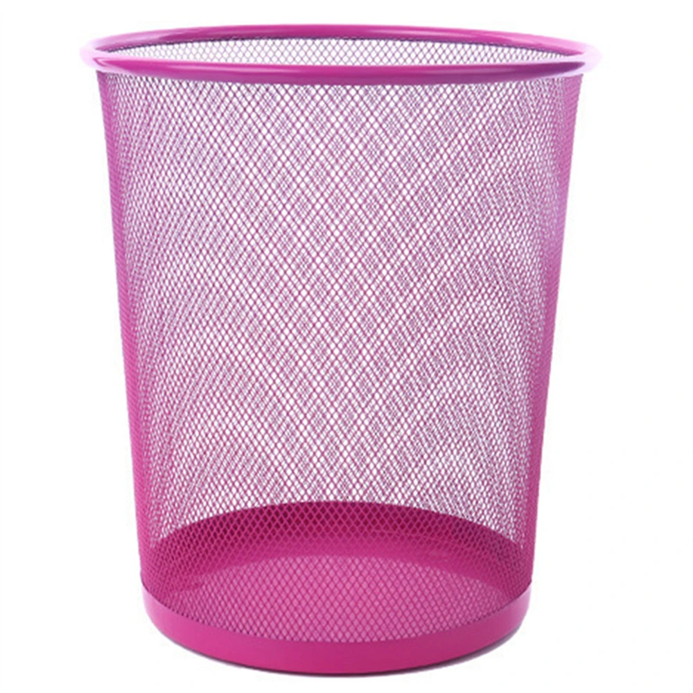 Office Metal Trash Can Wastepaper Basket Dustbin