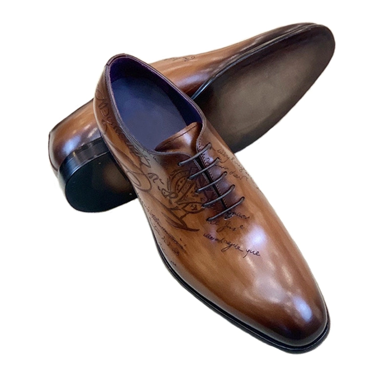 Factory Price Berluti Style Popular Men Lace-up Business Dress Formal Leather Casual Shoes