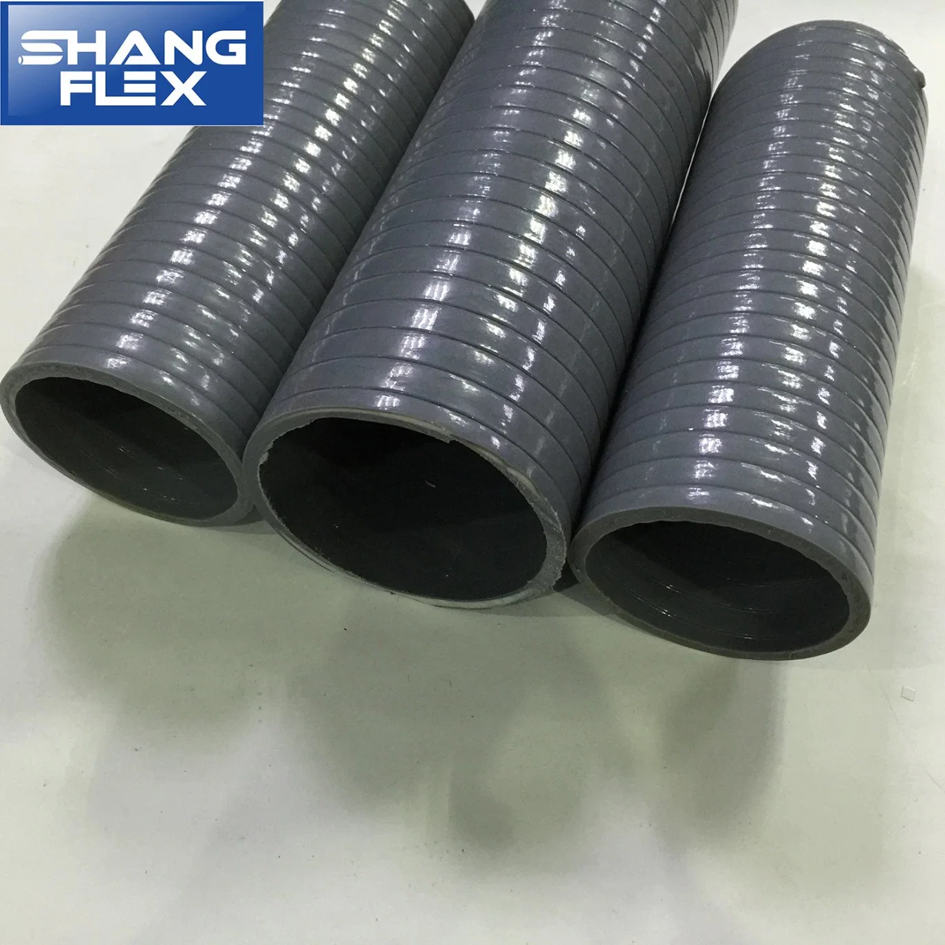 Grey Abrasion Resistant Heavy Duty Helix Reinforced PVC Suction Delivery Pipe Hose